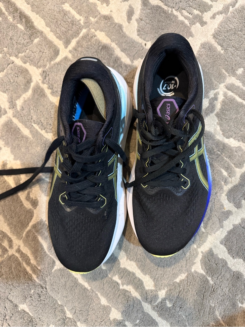 Asics Black Sneakers with Lime and Blue Accents
